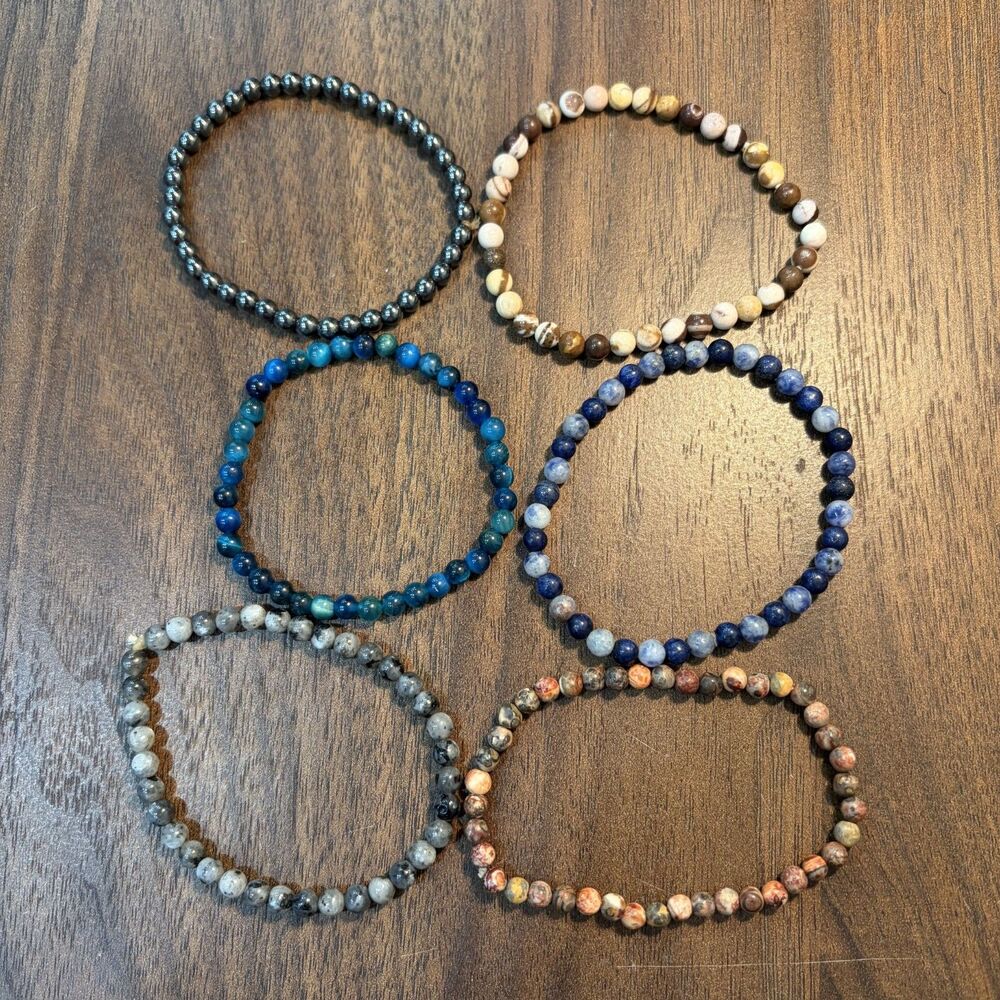 6 Handmade Stone Bracelets